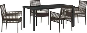 vidaXL Σέτ φαγητού για κήπο 5 pcs Καφέ συνθετικό ρατάν