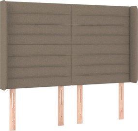 vidaXL Κρεβάτι Boxspring με Στρώμα &amp; LED Taupe 140x190 εκ. Υφασμάτινο