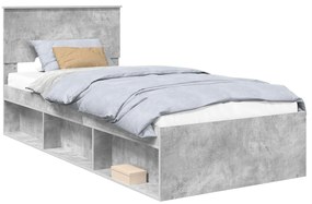 vidaXL Σκελετός Κρεβατιού Γκρι Μπετόν 100 x 200 cm Επεξεργασμένο ξύλο
