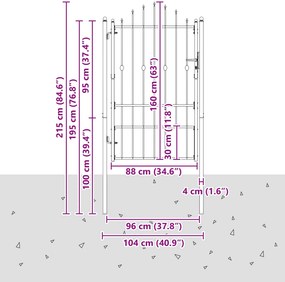 vidaXL Πύλη Φράχτη ASTEN 100 x 150 cm Μέταλλο Μαύρο Κλειδώσιμο
