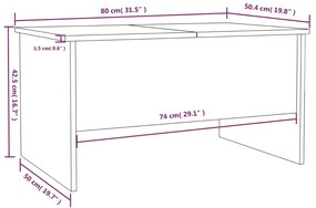 Τραπεζάκι Σαλονιού Γκρι Σκυρ. 80x50x42,5 εκ. Επεξεργ. Ξύλο - Γκρι