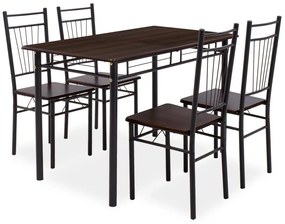 Dining set Roza 5pcs color dark walnut - legs black matte 120x70x75cm 120x70x75 εκ.