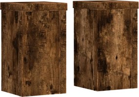 vidaXL Βάσεις Φυτών 2Τεμ. Καπνιστή Δρυς 10x10x18εκ. Επεξεργασμένο Ξύλο