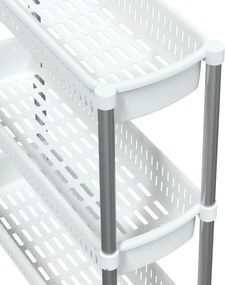 vidaXL Τρόλεϊ Αποθήκευσης 3 Επιπέδων Ασημί και Λευκό από Αλουμίνιο