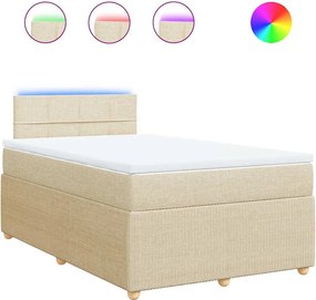 vidaXL Κρεβάτι Boxspring με Στρώμα Κρεμ 120x190 εκ. Υφασμάτινο