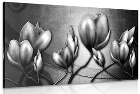 Εικόνα λουλούδια σε έθνο στυλ σε μαύρο & άσπρο - 90x60