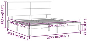 Πλαίσιο Κρεβατιού με Κεφαλάρι Λευκό 200x200 εκ. Μασίφ Ξύλο - Λευκό