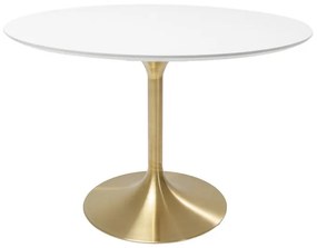 Τραπέζι Στρογγυλό  Invitation Λευκό με Μπρονζέ Βάση Ø120εκ. - Λευκό