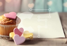 Σετ των 2 Intra Συλλεκτικό Ξύλινο Παζλ Plywood 4mm - Cupcake με καραμέλες σε σχήμα καρδιάς Σε Ξύλινο Κουτί - Διαστάσεις: 10x10 cm – 25 κομμάτια