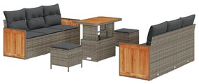 vidaXL Σετ Καναπέ Κήπου με μαξιλάρι 9 pcs Γκρι 90 x 55 x 71 cm