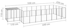 vidaXL Σπιτάκι Σκύλου Ασημί 10,89 μ² Ατσάλινο