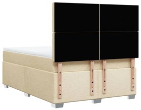 Κρεβάτι Boxspring με Στρώμα Κρεμ 160x200 εκ. Υφασμάτινο - Κρεμ