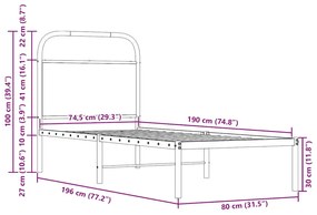 Πλαίσιο Κρεβατιού Χωρ. Στρώμα Sonoma Δρυς 75x190εκ Επεξ. Ξύλο - Καφέ