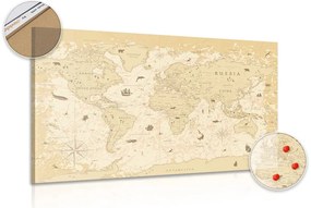 Εικόνα στο χάρτη από φελλό σε μπεζ σχέδιο - 120x80  wooden