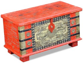 vidaXL Μπαούλο Αποθήκευσης Κόκκινο 80 x 40 x 45 εκ. από Ξύλο Μάνγκο