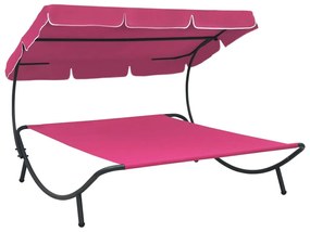 Ξαπλώστρα - Κρεβάτι Διπλή Ροζ με Σκίαστρο - Ροζ