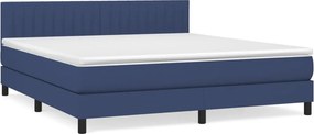vidaXL Κρεβάτι Boxspring με Στρώμα Μπλε 180x200 εκ. Υφασμάτινο
