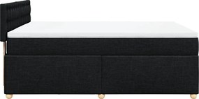 vidaXL Κρεβάτι Boxspring με Στρώμα Μαύρο 140x200 εκ. Υφασμάτινο