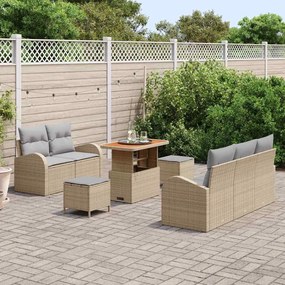 vidaXL Σετ Καναπέ Κήπου 8 pcs Μπεζ, Ανοιχτό Γκρι 90 x 55 x 71 cm