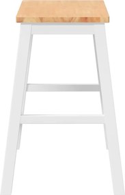 vidaXL Καρέκλες μπαρ 2 τεμάχια Λευκό μασίφ ξύλο καουτσούκ