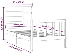 ΠΛΑΙΣΙΟ ΚΡΕΒΑΤΙΟΥ ΛΕΥΚΟ 90 X 200 ΕΚ. ΑΠΟ ΜΑΣΙΦ ΞΥΛΟ ΠΕΥΚΟΥ 3107599