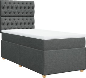 vidaXL Κρεβάτι Boxspring με Στρώμα Σκούρο Γκρι 80x200 εκ. Υφασμάτινο