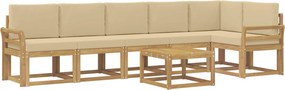 vidaXL Σειρά Καναπέ Εξωτερικού 7 pcs Λευκό και Μπεζ Πολυεστέρας