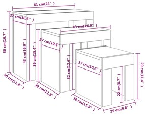 vidaXL Τραπεζάκια Ζιγκόν 3 τεμ. Γκρι Sonoma από Επεξεργασμένο Ξύλο