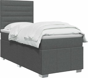 vidaXL Κρεβάτι box spring με στρώμα Σκούρο Γκρι 80 x 200 cm Ύφασμα