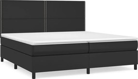 vidaXL Κρεβάτι Boxspring με Στρώμα Μαύρο 200x200 εκ. Συνθετικό Δέρμα