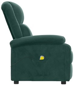 vidaXL Πολυθρόνα Μασάζ Σκούρο Πράσινο Βελούδινη