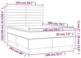 Κρεβάτι Boxspring με Στρώμα &amp; LED Μπλε 140x200 εκ. Υφασμάτινο - Μπλε