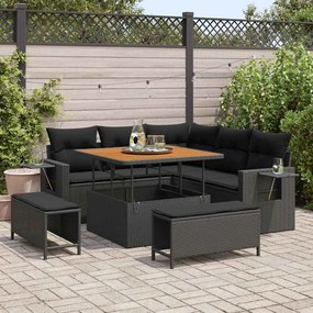 vidaXL Σετ Καναπέ Κήπου 8 pcs Μαύρο συνθετικό ρατάν