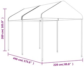 vidaXL Κιόσκι με Τέντα Λευκό 4,46 x 2,28 x 2,69 μ. από Πολυαιθυλένιο