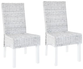 Καρέκλες Τραπεζαρίας 2 τεμ. Αν. Καφέ από Ρατάν Kubu Ξύλο Μαόνι