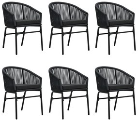 vidaXL Σετ Τραπεζαρίας Κήπου 7 Τεμαχίων Μαύρο