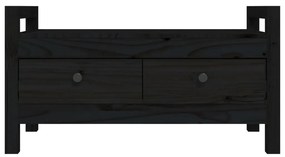 vidaXL Παγκάκι Χολ Μαύρο 80 x 40 x 43 εκ. από Μασίφ Ξύλο Πεύκου