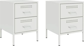 vidaXL Κομοδίνα 2 τεμ. Λευκές 36x39x50,5 εκ. Χάλυβα