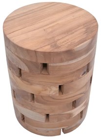 Σκαμπό Shard Inart φυσικό μασίφ ξύλο teak Φ35x45εκ