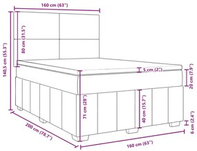 Κρεβάτι Boxspring με Στρώμα Taupe 160x200 εκ. Υφασμάτινο - Μπεζ-Γκρι