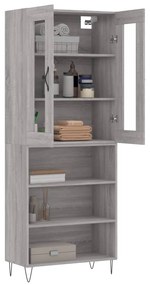 vidaXL Ντουλάπι Γκρι Sonoma 69,5 x 34 x 180 εκ. Επεξεργασμένο Ξύλο