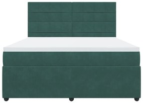 vidaXL Κρεβάτι Boxspring με Στρώμα Σκούρο Πράσινο 180x200εκ. Βελούδινο