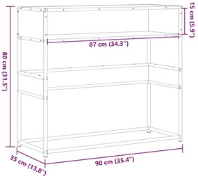 Τραπέζι κονσόλας Γκρίζο Σονόμα 90x35x80 cm Ξύλινη κατασκευή - Γκρι