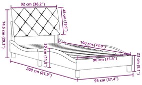 Σκελετός Κρεβατιού Χωρίς Στρώμα Αν. Γκρι 90x190 εκ. Υφασμάτινο - Γκρι