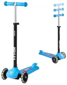 VEVOR Kick Scooter for Kids Ages 3+, 3-Wheel Toddler Scooter with Light-Up Wheels, Adjustable Height Handlebar, Wide Anti-Slip Deck, Lightweight Aluminum Frame for Boys and Girls up to 74.8 kg, Blue