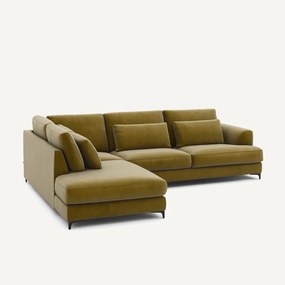 Γωνιακός καναπές αριστερός, βελούδινος, Marsile