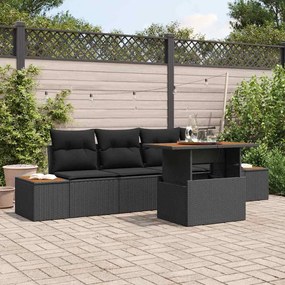 vidaXL Σέτ φαγητού για κήπο 5 pcs Μαύρο, Καφέ 100 x 55 x 73 εκ