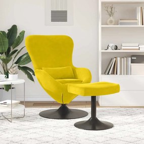 vidaXL Αυγό Καρέκλα με Σκαμνί Κίτρινο Βελούδο