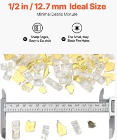 VEVOR 10 LBS Fire Glass 1/2-Inch Fireplace Glass Rocks for Fire Pit Table Gold