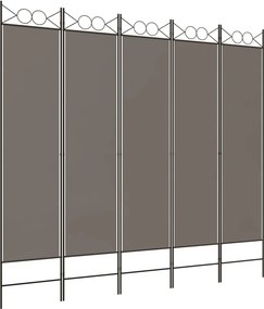 vidaXL Διαχωριστικό Δωματίου με 5 Πάνελ Ανθρακί 200x200 εκ. από Ύφασμα
